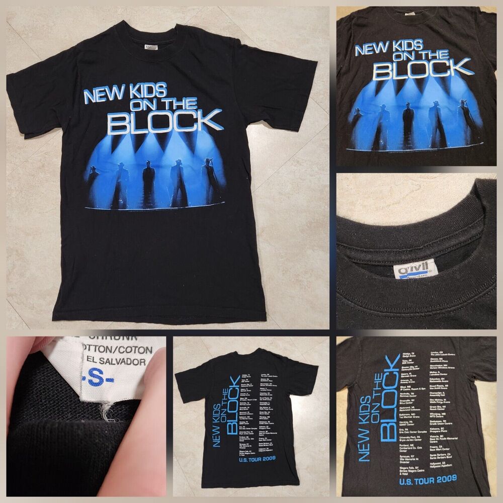 VTG‎ Y2K 2000s New Kids On The Block NKOTB US Tour 2009 S Small Band Tee T Shirt